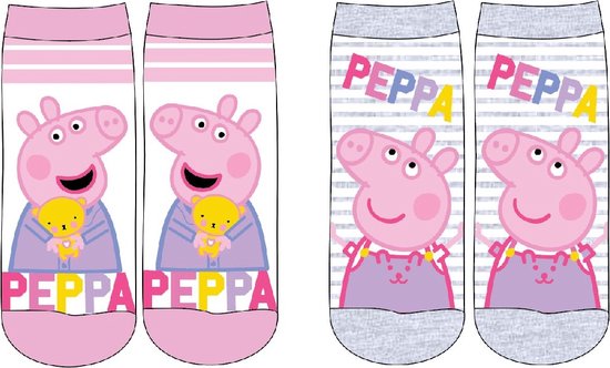 Peppa Big sokken voor meisjes wit roze maat 27-30 - karakter Peppa Pig sokjes voor je dochter - Biggen sokken roze hip