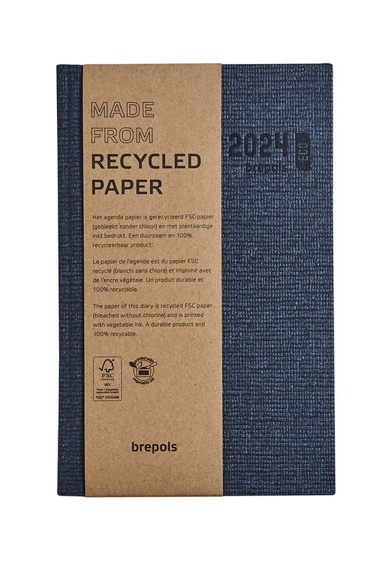 Brepols Agenda 2024 • Ecoday Kazar • Recycled Paper • 17,1 x 22 cm • Blauw