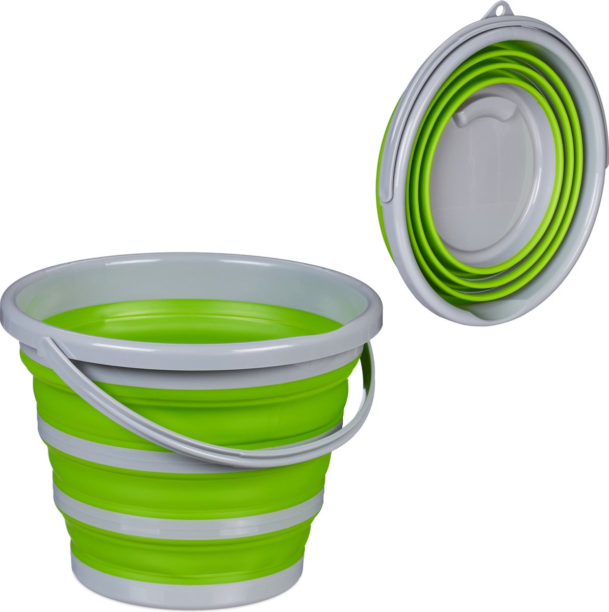 Goedkoopste opvouwbare huishoudemmer - 10 liter - met hengsel - tuit en ophangoog - campingemmer