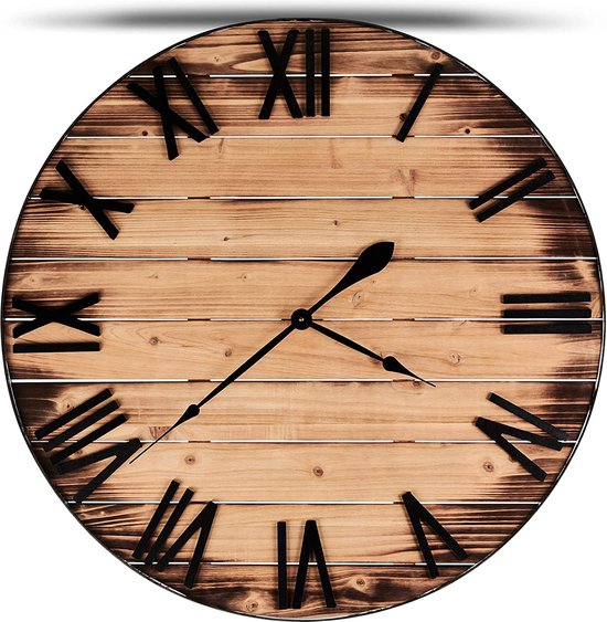 Horloge murale en bois rétro robuste 80 cm - horloge murale vintage XXL 80  cm... | bol