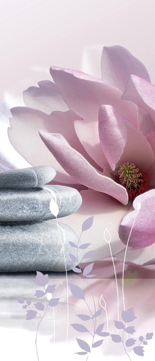 Deursticker Muursticker Stenen, Zen | Roze | 91x211cm