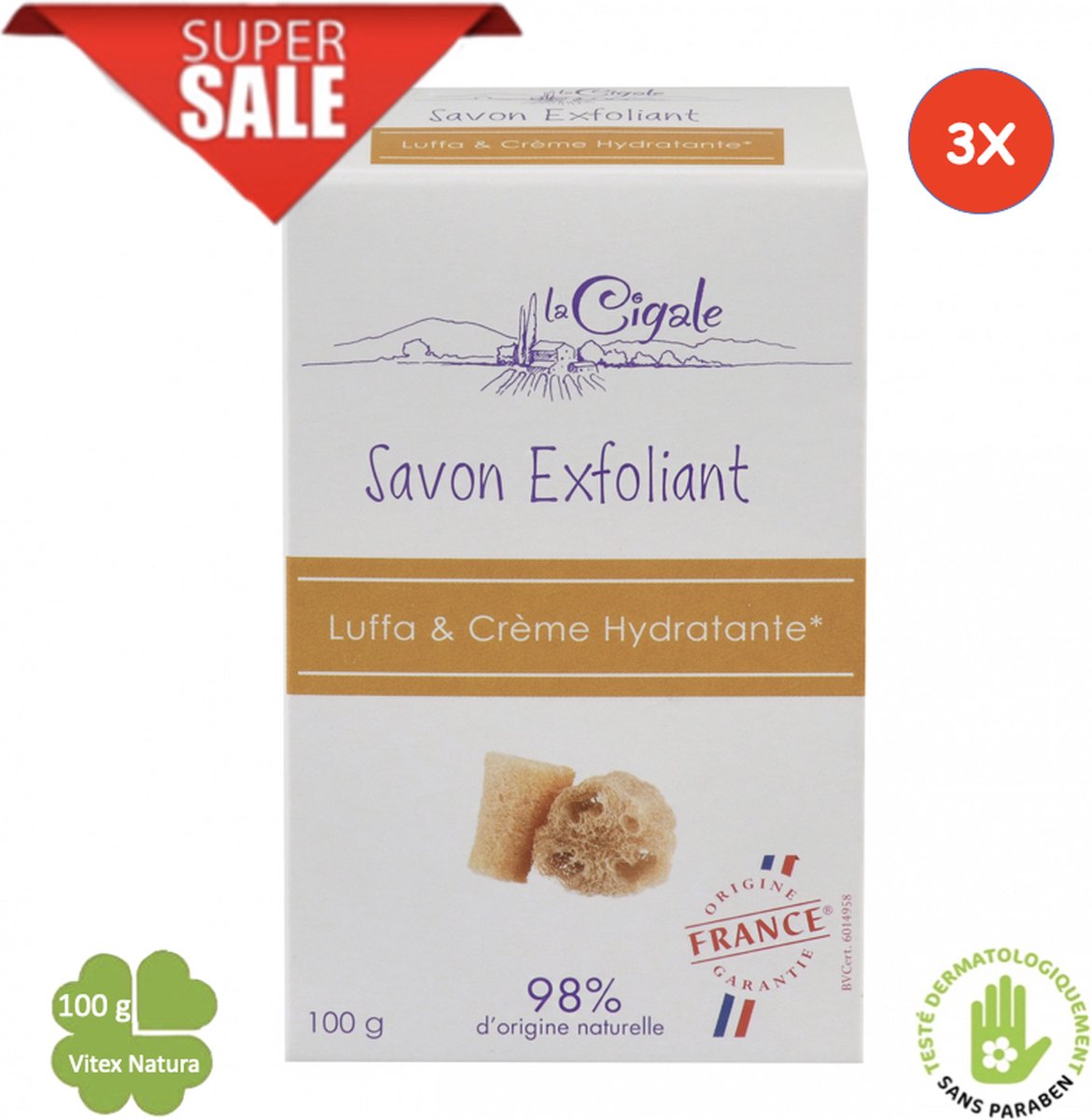 Exfoliërende Zeep & Hydraterende Crème 3x100g | Stimuleert de celvernieuwing | La Cigale