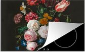 KitchenYeah® Inductie beschermer 80x52 cm - Stilleven met bloemen in een glazen vaas - Schilderij van Jan Davidsz. de Heem - Kookplaataccessoires - Afdekplaat voor kookplaat - Inductiebeschermer - Inductiemat - Inductieplaat mat