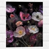 Muursticker - Boeket van Stilleven in Witte en Roze Kleuren - 30x40 cm Foto op Muursticker