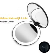 Miroir de maquillage Fritzline© | compact | Éclairage LED Tru- Daylight | Grossissement 10x | Rond | Noir