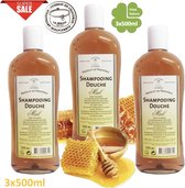 Echte HONING shampoo douche 3x500ml VOORDEEL pakket. Biologisch ecologisch. Le Serail. HEERLIJK GEURENDE Originele Marseille zeep.