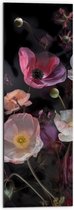 Dibond - Boeket van Stilleven in Witte en Roze Kleuren - 30x90 cm Foto op Aluminium (Wanddecoratie van metaal)