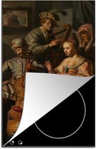 KitchenYeah® Inductie beschermer 30x52 cm - Het Musicerend gezelschap - Rembrandt van Rijn - Kookplaataccessoires - Afdekplaat voor kookplaat - Inductiebeschermer - Inductiemat - Inductieplaat mat