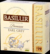 Basilur tea, Premium Earl Grey, A-kwaliteit Ceylon thee. 100 theezakjes.