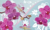 Orchid Flowers Pattern Photo Wallcovering