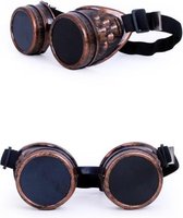 KIMU Goggles Steampunk Bril - Koper Montuur - Zonnebril Glazen - Koperkleurig Motorbril Burning Man Rave Space Stofbril Zijkleppen Festival