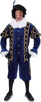 Luxe Zwarte Piet pak blauw fluweel - maat XXL + GRATIS SCHMINK - fluwelen pietenpak kostuum Sinterklaas