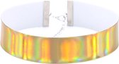 KIMU iridescent choker goud - ketting holografisch halsband collar pvc