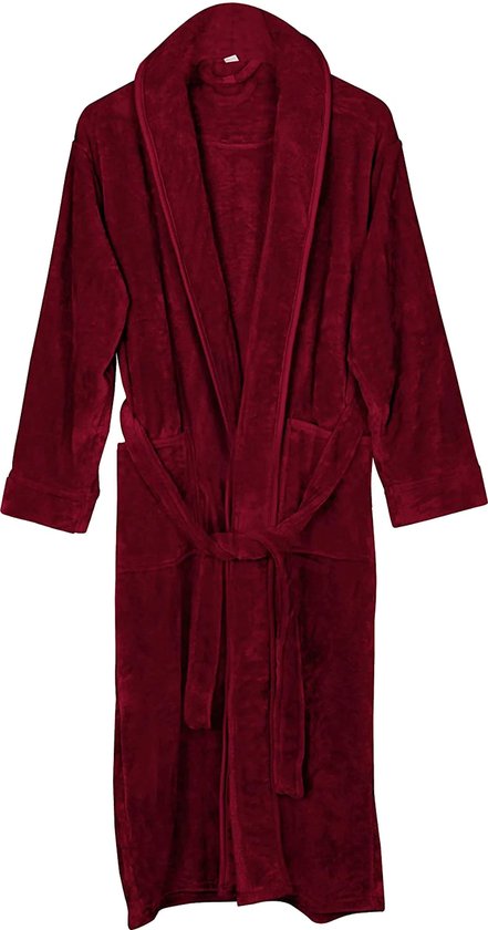 Badjas fleece maat - XL - kleur – rood - dames