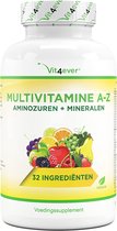 Multivitamine A-Z - 365 tabletten (12 maanden) - 32 actieve bestanddelen - Combinatie van mineralen + aminozuren + sporenelementen + plantenextracten - Veganistisch - Hoog gedoseerd – Vit4ever