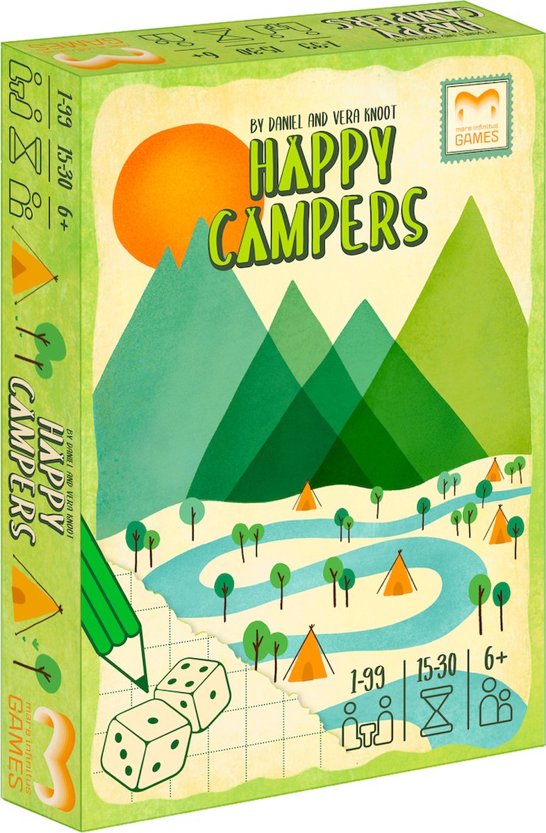 Happy Campers - Roll & Write - Dobbelspel - Familiespel - Vakantie