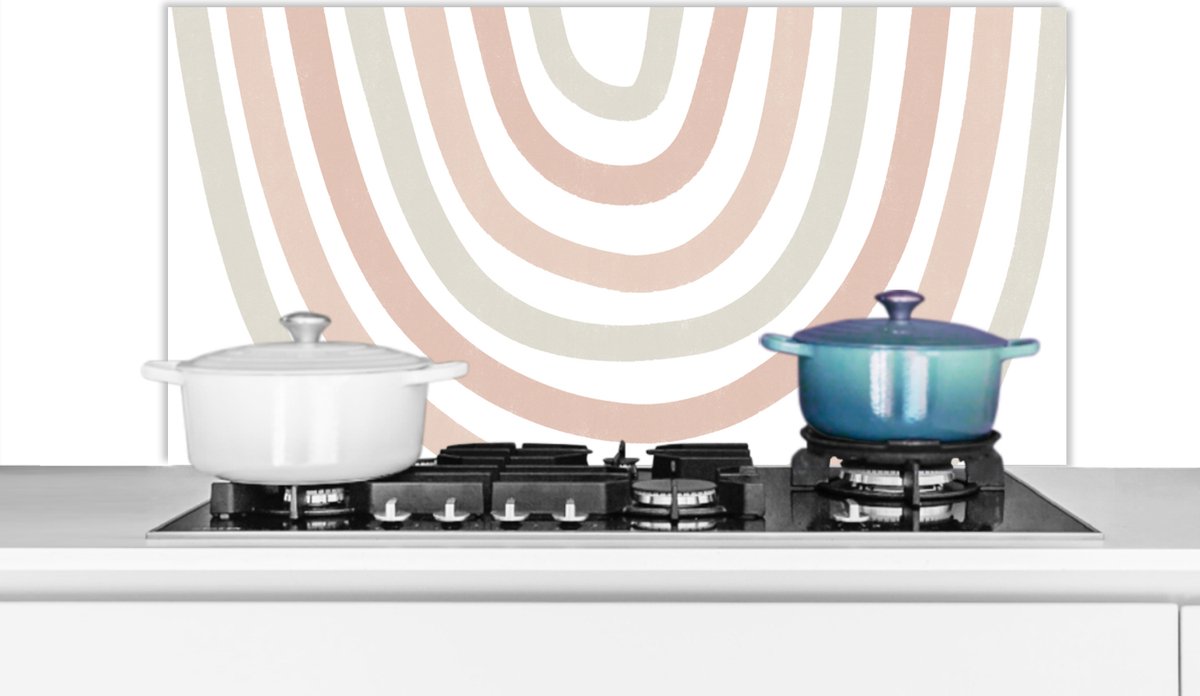 Spatscherm keuken - Pastel - Design - Regenboog - 100x50 cm - Keuken achterwand - Spatscherm