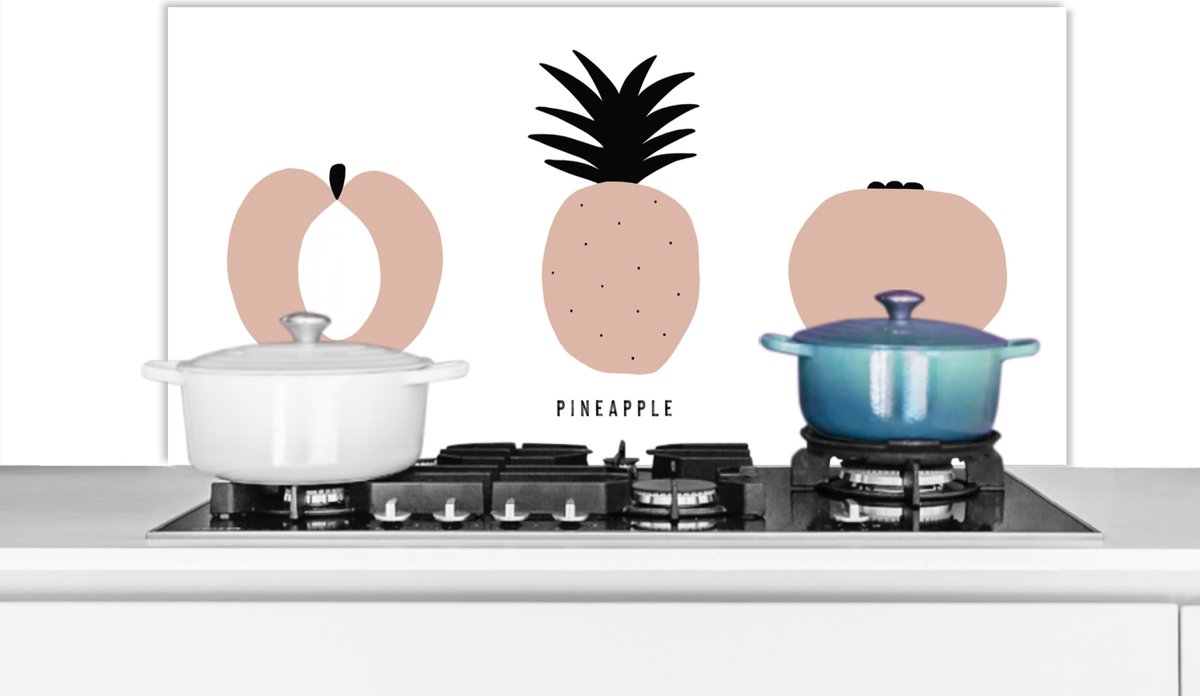 Spatscherm keuken - Fruit - Pastel - Design - Peer - Keuken - 100x50 cm - Keuken achterwand - Spatwand