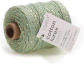 Cotton Cord Lurex Twist Katoen touw 50 meter licht olijf / goud ø2mm