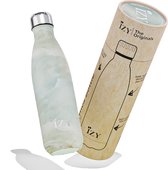 IZY Drinkfles - Marmer - Groen - Inclusief donatie - Waterfles - Thermosbeker - RVS - 12 uur lang warm - 500 ml