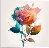 Acrylglas - Abstracte Roos van Verschillende Kleuren op Witte Achtergrond - 50x50 cm Foto op Acrylglas (Met Ophangsysteem)