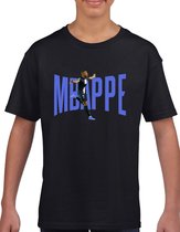 Mbappe - kylian - PSG - - Kinder T-Shirt - Zwart text blauw - Maat 110 /116 - T-Shirt leeftijd 5 tot 6 jaar - Grappige teksten - Cadeau - Shirt cadeau - Mbappe - 10 - kylian - PSG - voetbal - korte mouwen -