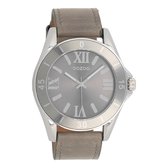 Zilverkleurige OOZOO horloge met grijze leren band - C5737