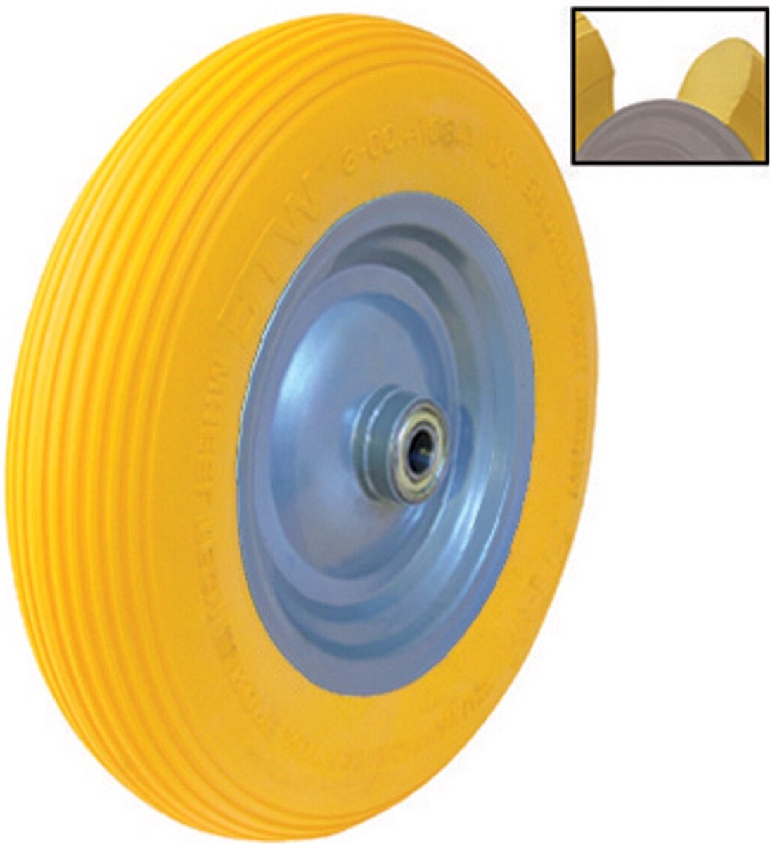 PU Kruiwagenwiel 4.00-8 met Metalen Velg en Kogellager – Lekvrij – Draagvermogen 160 kg – WHEEL TECH EUROPE