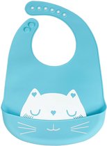 Bavoir ajustable en silicone - Bavoir souple et imperméable pour bébé avec bac collecteur - Blauw