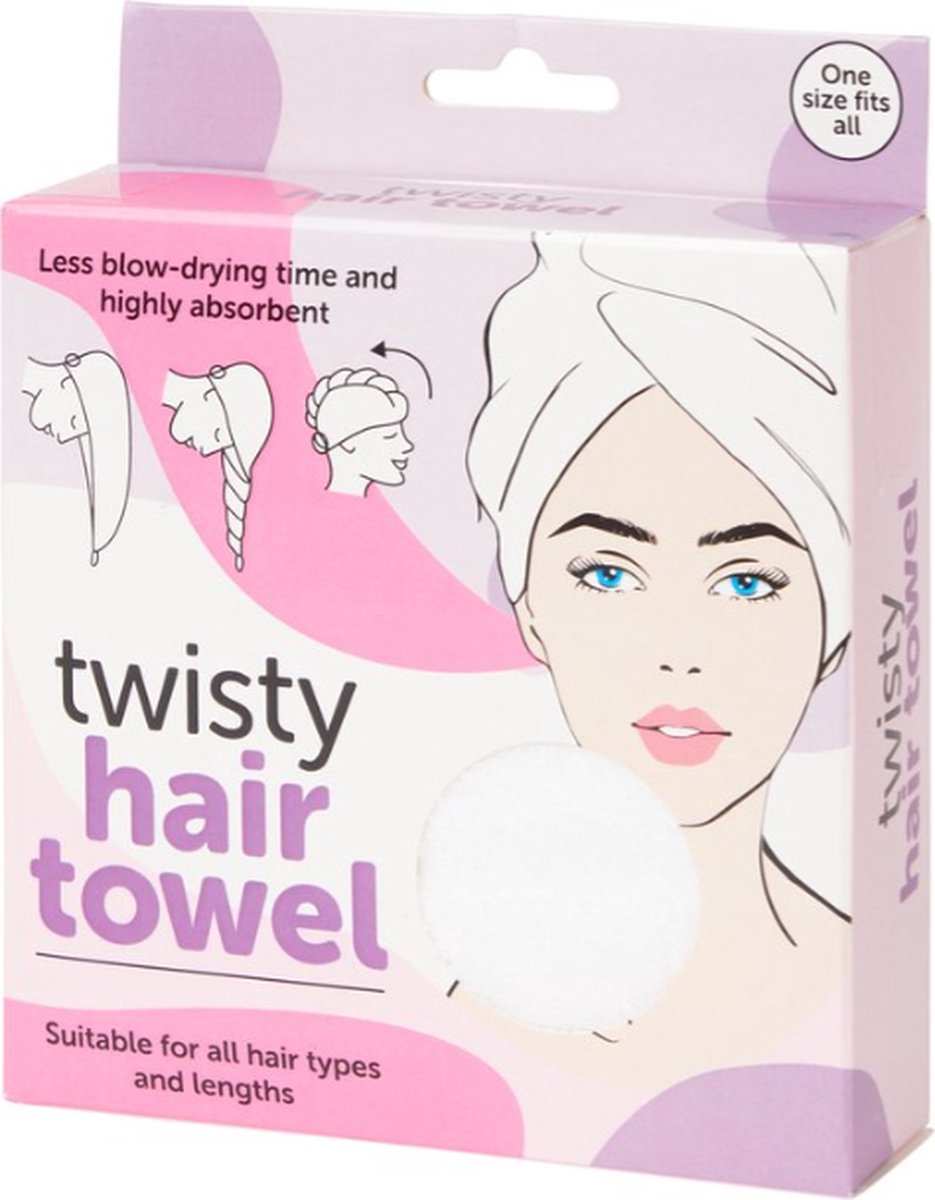 Haarhanddoek Microvezel - Twisty Hair Towel - Hoofdhanddoek - Wit.