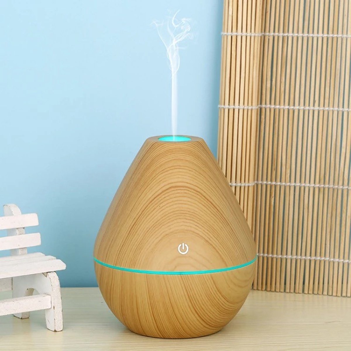 Humidificateur d'air LED diffuseur style bois pour petit espace 25m²