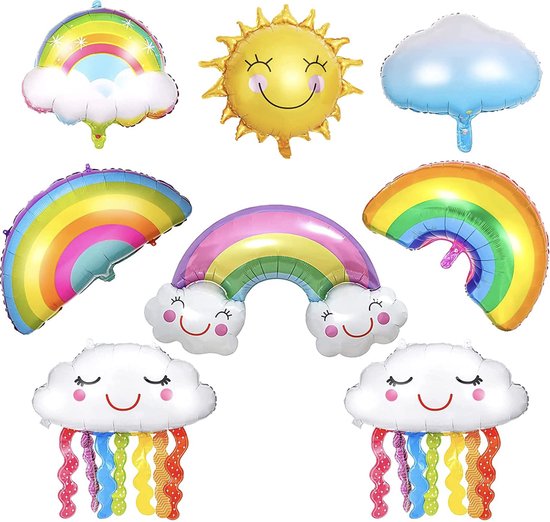 Wolk en regenboog ballonnen set