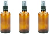 Glazen Sprayflesjes 100ml Leeg 10st - Bruin, Amber Glas - Zwarte Verstuiver met Fine Mist - 10x Lege Sprayflessen