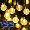 foto van 2-Pack Homèlle Solar lichtsnoer - 100 LED (2x50) - 10 meter verlicht (2x5) - Warm-wit - ø2cm - Tuinverlichting op zonne-energie - Kerstverlichting - Buitenverlichting - Lichtslinger - Lampjes slinger - Cristal