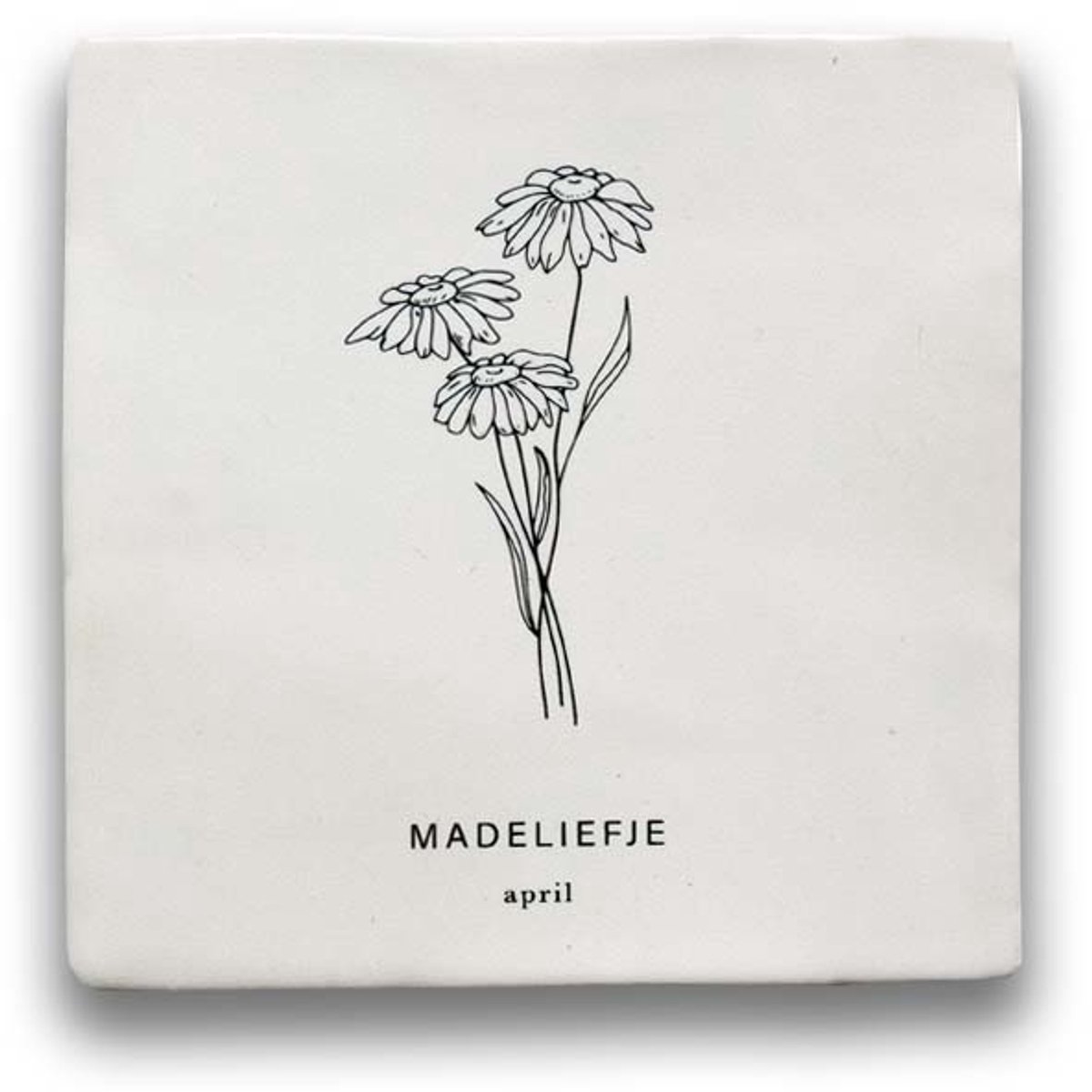 Maan Amsterdam - Tegeltje geboortebloem - April - Madeliefje - Kraamcadeau - Geboortebloem cadeau - Wanddecoratie