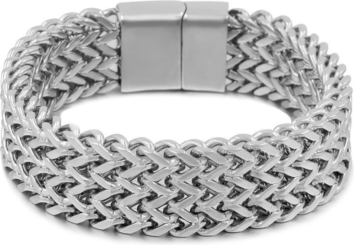 Zilver kleurige XL Heren Armband | Gevlochten Staal | Zwaar | | Armband Mannen |... | bol.com