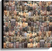 Canvas - Patroon van de Amsterdamse Grachtenpanden - 60x60 cm Foto op Canvas Schilderij (Wanddecoratie op Canvas)