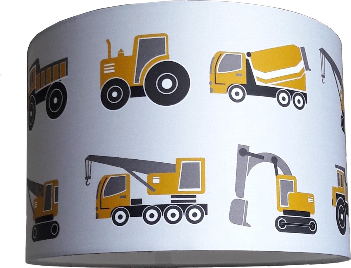 Designed4Kids - hanglamp kinderkamer - voertuigen lamp - Kinderlamp voertuigen oker - jongenskamer auto voertuigen - voertuigen kinderkamer - babykamer
