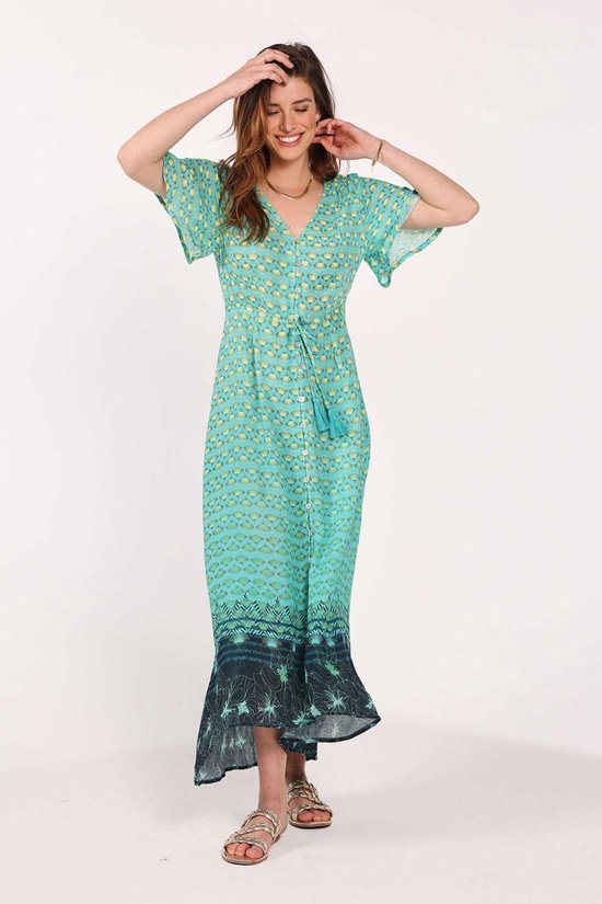 Zaailing Discriminatie Betrokken DIDI Dames Dress Jazzy in ceramic green with Flowerfan print maat 38 |  bol.com