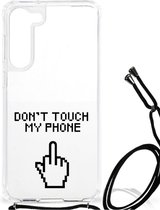 Smartphonehoesje Geschikt voor Samsung Galaxy S23 Plus Telefoon Hoesje met doorzichtige rand Finger Don't Touch My Phone