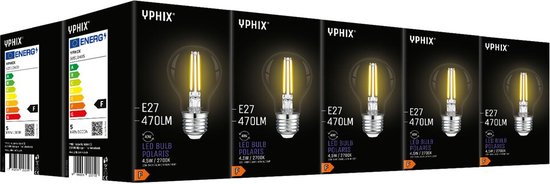 Yphix E27 LED lamp Polaris A60 4,5W 2700K 10-pack - A60
