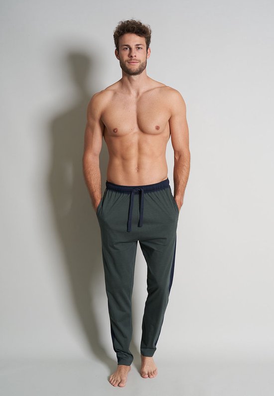 TOM TAILOR heren pyjama- of loungebroek - donkergroen gestreept - Maat: XL