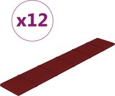 vidaXL - Wandpanelen - 12 - st - 1,62 - m² - 90x15 - cm - stof - wijnrood