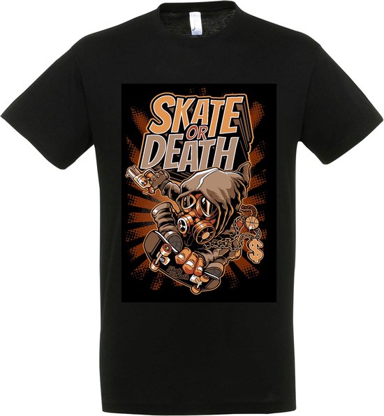 T-Shirt Zwart cartoon Skate or Death