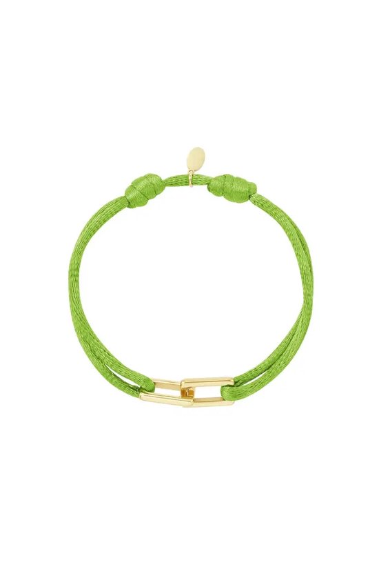 Fabric bracelet link Avocado Stainless Steel - Yehwang - Armband - 16 cm - Goud/Groen