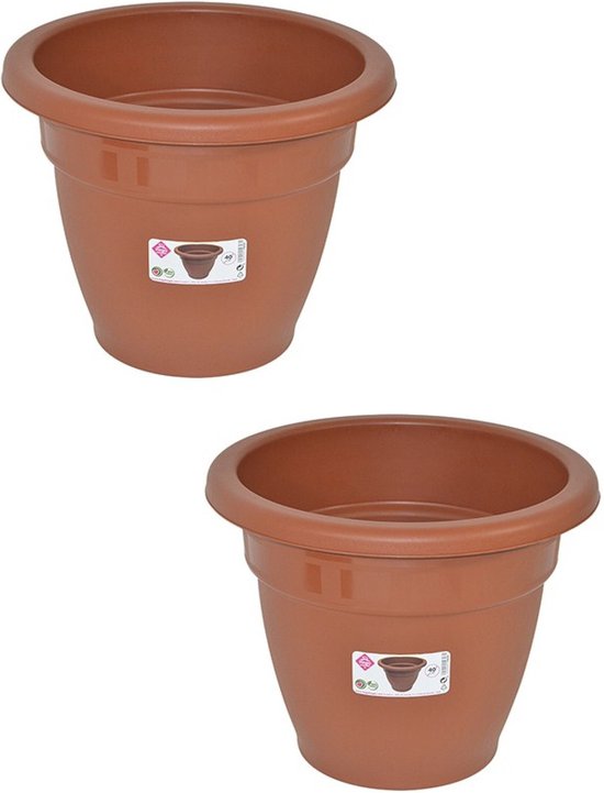 Mega Collections Plantenpot/bloempot - kunststof - lichtgrijs Mega Collections Plantenpot/bloempot - kunststof - lichtgrijs