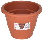 Set van 4x stuks terra cotta kleur ronde plantenpot/bloempot kunststof diameter 14 cm - Plantenbakken/bloembakken voor buiten