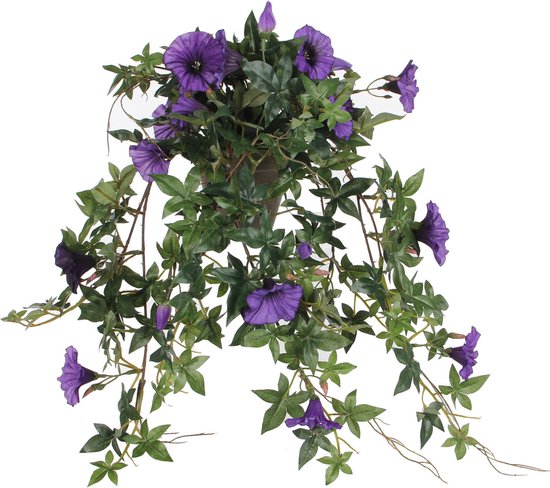 Plante artificielle Pétunia Violet Foncé - L 50cm - Pot en céramique - Décorations Mica