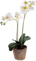 Kantoor kunstplant Orchidee wit 42 cm in pot - Kantoorplanten/kunstplanten