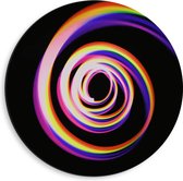 Dibond Muurcirkel - Lichtcirkel in Regenboog Kleuren - 40x40 cm Foto op Aluminium Muurcirkel (met ophangsysteem)